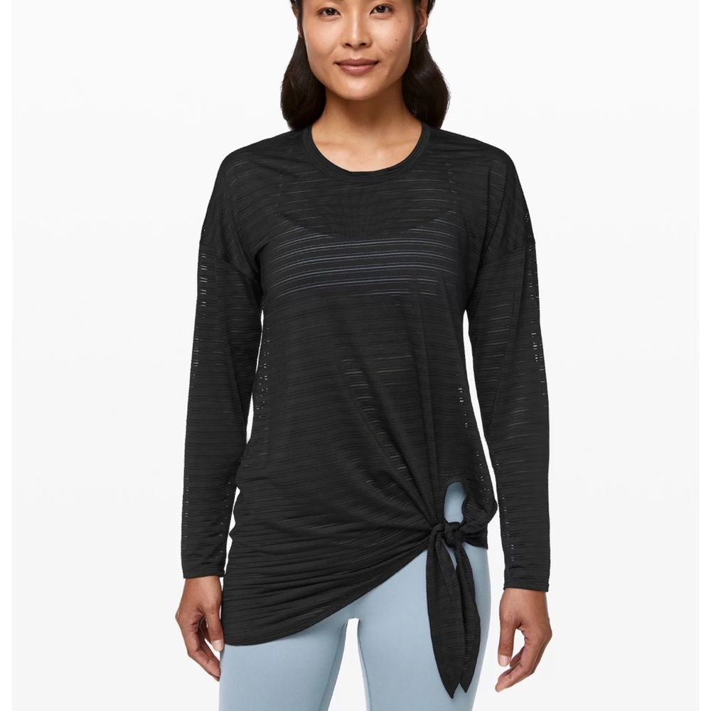 Lululemon Tie Your Practice Black Long Sleeve Tee